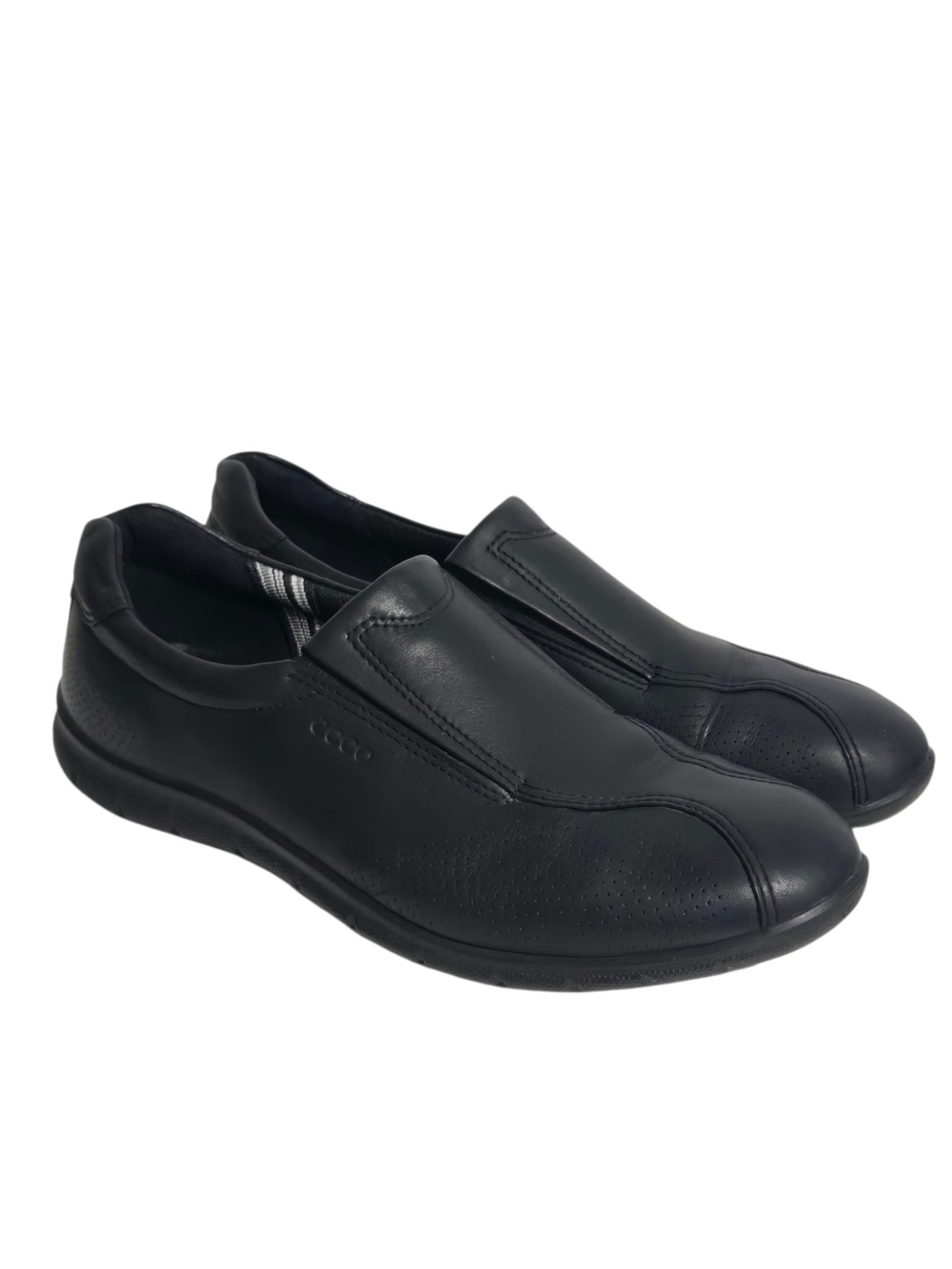 Ecco Babett black leather Womens slip-on Loafer Shoes Size EU 39